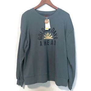 Crew Sweatshirt Cotton Blend Goblin Blue Print Comfy NWT by C&C CALIFORNIA , L